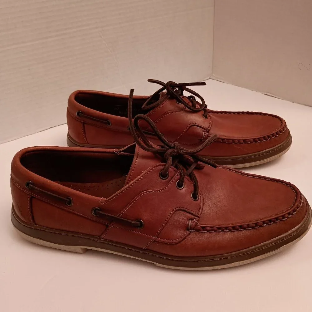 Allen Edmonds Eastport Boat Shoes Mens 10D Brown Leather 3Eye Casual Deck Preppy